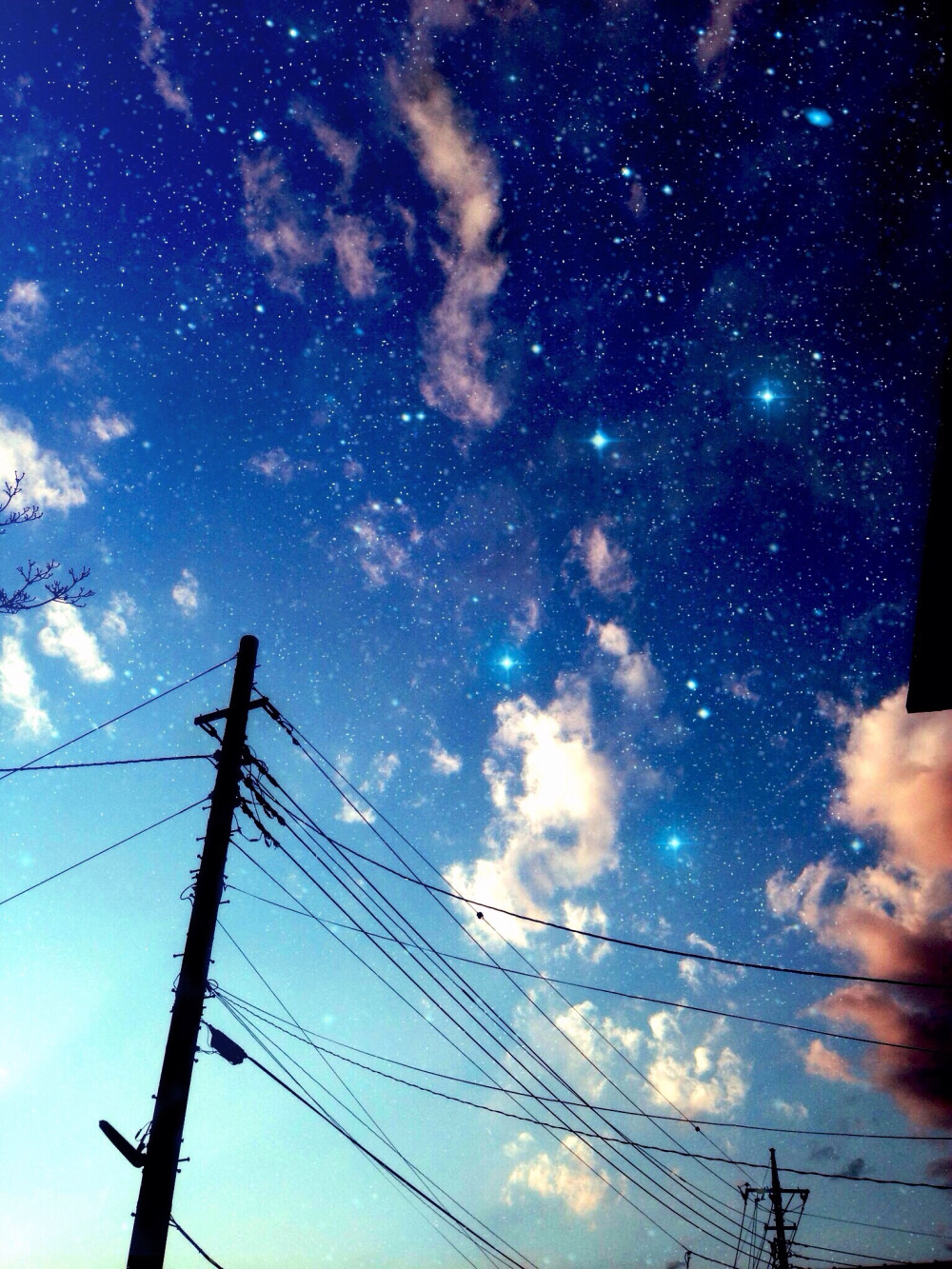 冷たい空 （冰冷的天空） お久しぶりです。 （好久不见。） p站 二次元 插画 写真加工 背景 星空