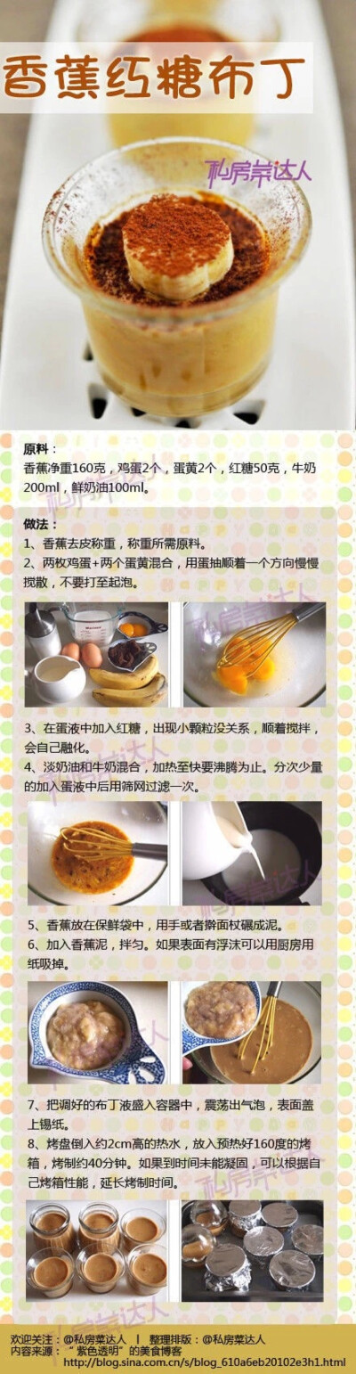 DIY美味甜品：香蕉红糖布丁