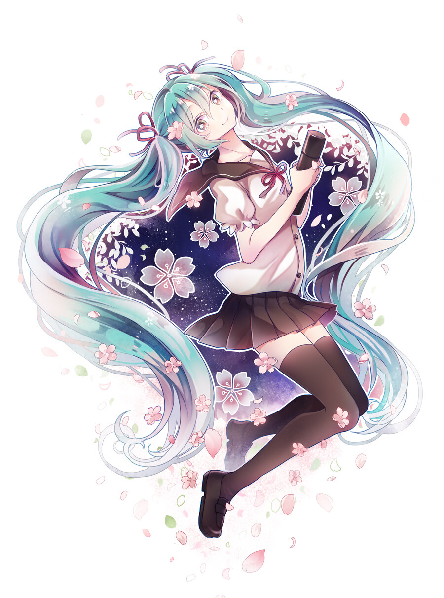 「二次元 少女」插画 原创 手绘 Pixiv 39's Day VOCALOID 初音ミク [侵删]【id=42109212 畫師：IKU♥1539】