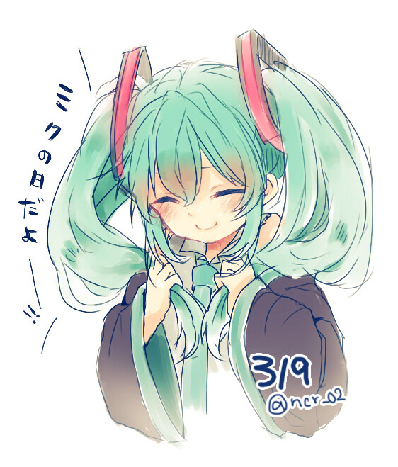 落書きしてました （3月9日的涂鸦） p站 二次元 插画 手绘 初音未来 miku 感谢祭 头像