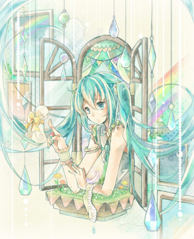 憂鬱レイニー p站 二次元 插画 手绘 初音未来 miku