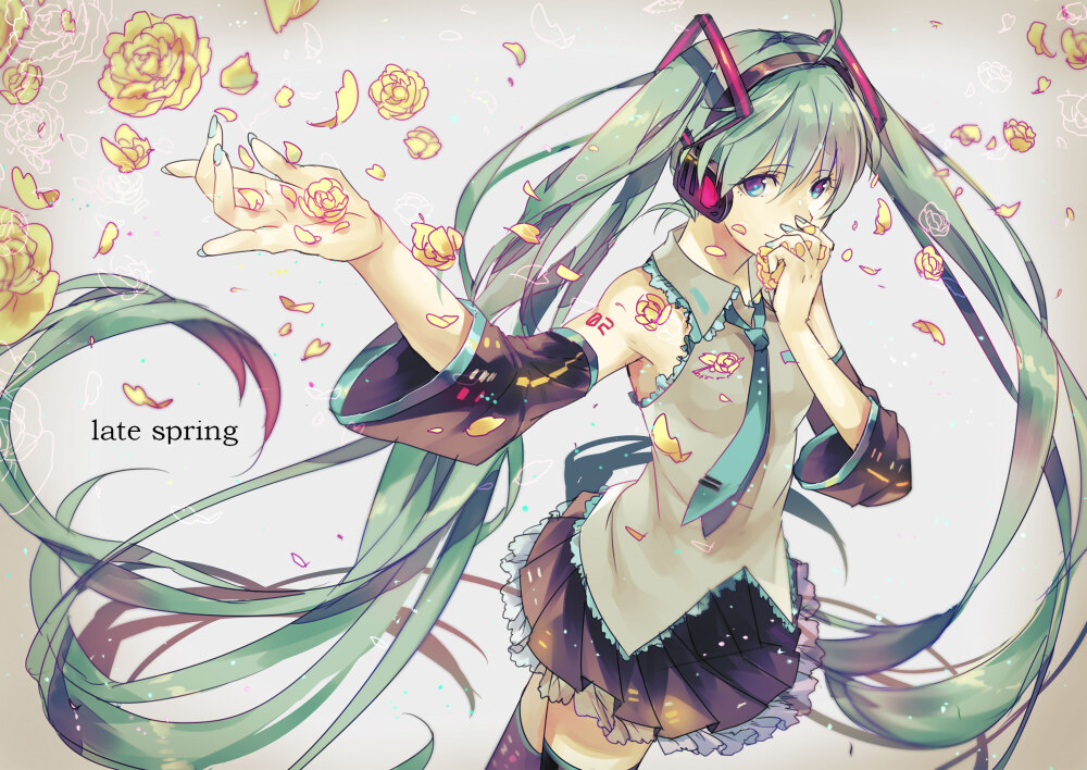 春の終わり p站 二次元 插画 初音未来 miku 花