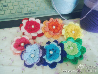 那些钩针小花儿，彩虹哒