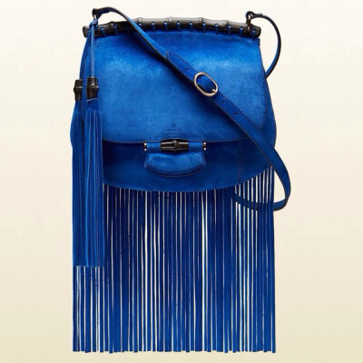 Gucci nouveau fringe 絨面流苏肩背包：2014春夏系列