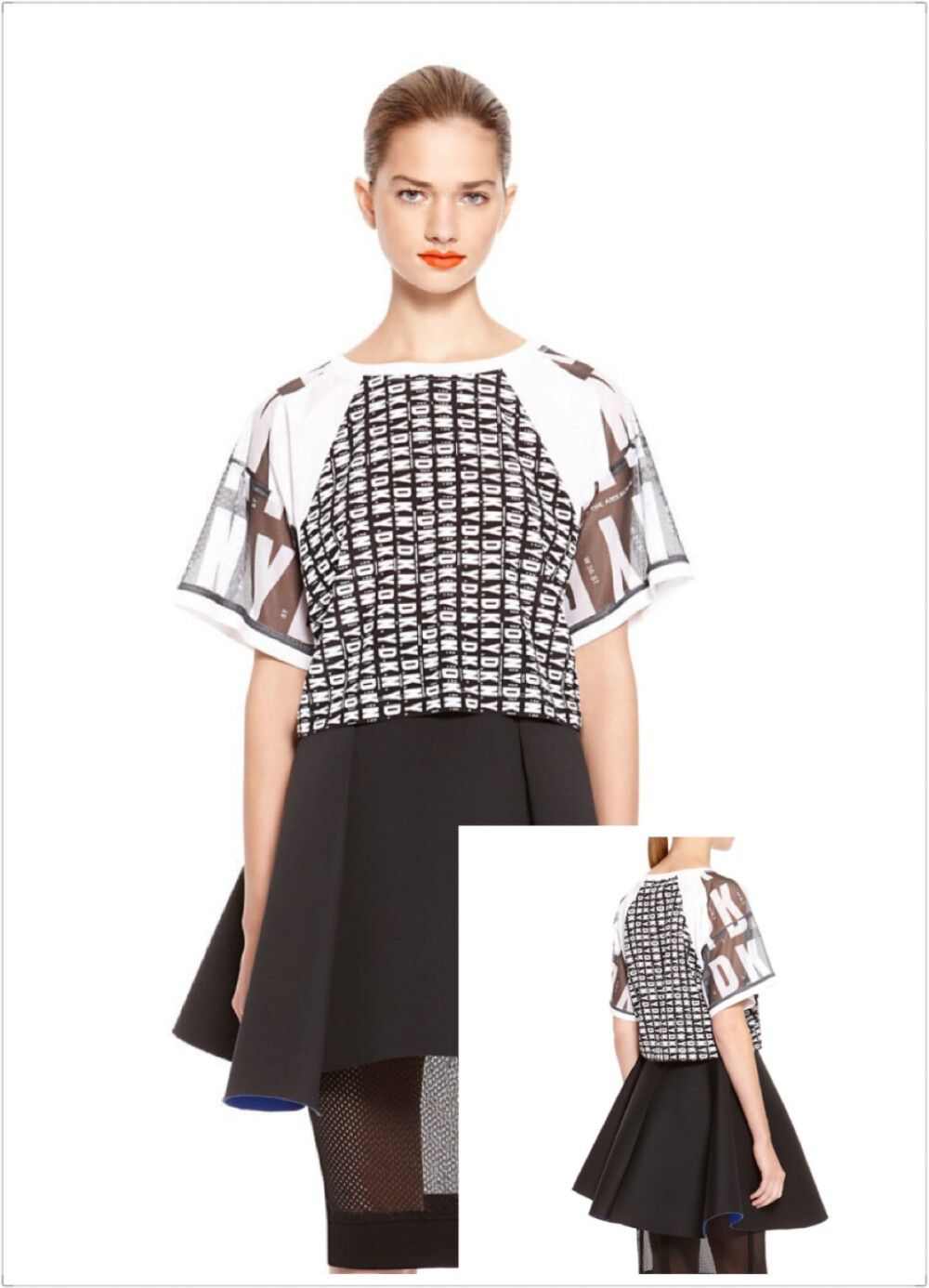 DKNY Runway- Top With Printed Mesh