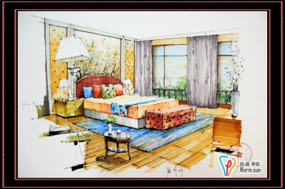 代画手绘效果图 武汉绘晨手绘 室内手绘效果图 卧室手绘效果图。