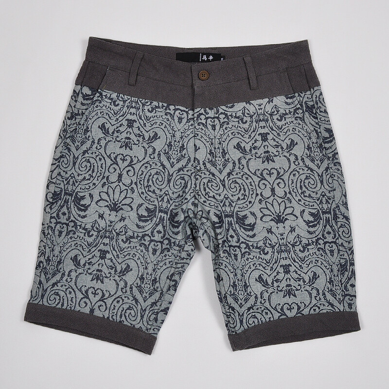 复古花纹短裤