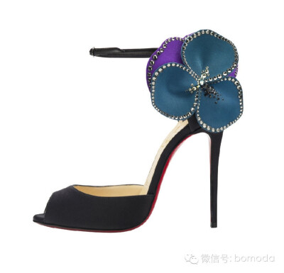 Christian Louboutin Pensamoi 12公分花朵装饰磨砂皮高跟凉鞋