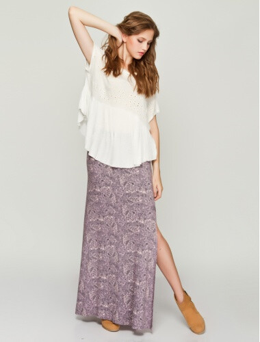 Free People 印花单边开叉半身裙，美翻了！