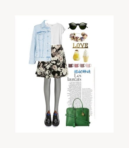 款式搭配 丨牛仔衣+碎花短裙