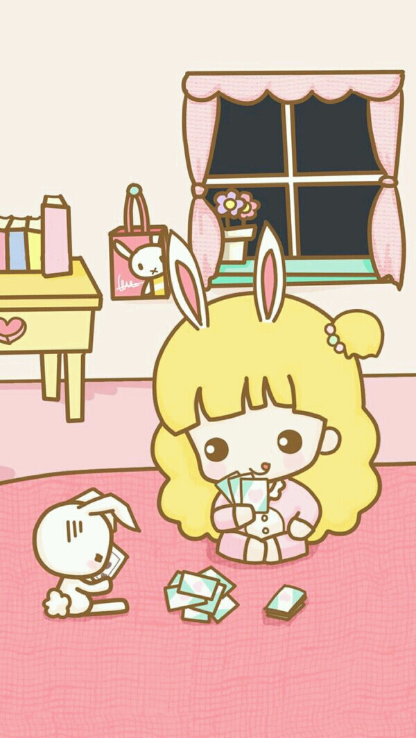 兔子 粉色 可爱壁纸