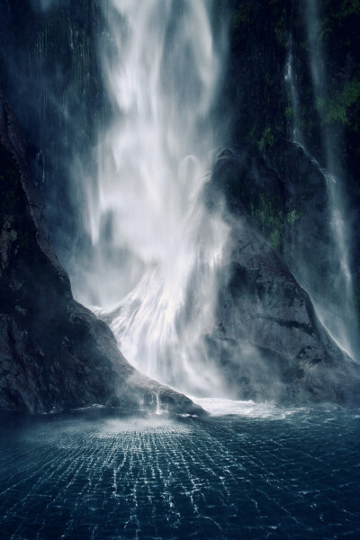 Bowen Falls. Milford Sound, South Island, New Zealand. By Karin Elizabeth