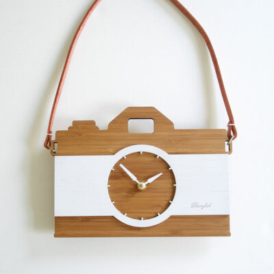 竹子制作的可爱钟表