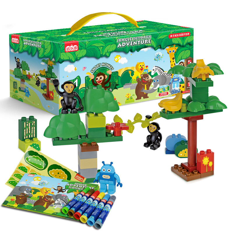 欢乐客早教儿童积木五合一小套装猴子婴儿玩具启蒙积木 塑料 拼插 从前，森林里有两只小猴子，它们非常的顽皮也非常的可爱，他们最爱做的事情就是在林间蹦来蹦去。有一天，两只猴子从这个树枝跳到那个树枝，把它们最喜爱的食物摘了下来，然后到森林里与其它小动物一起分享。^_^ 真乖巧丫~