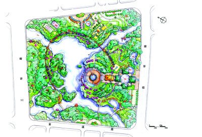 A&amp;amp;I（香港）:乐清中心公园景观设计方案平面图