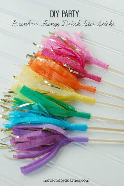 rainbow fringe stir sticks