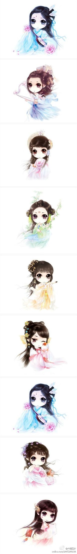 古风，手绘，Q版汉服