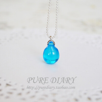 [Pure Diary]◆清新蓝色系琉璃水滴清凉短项链锁骨链{雨滴}