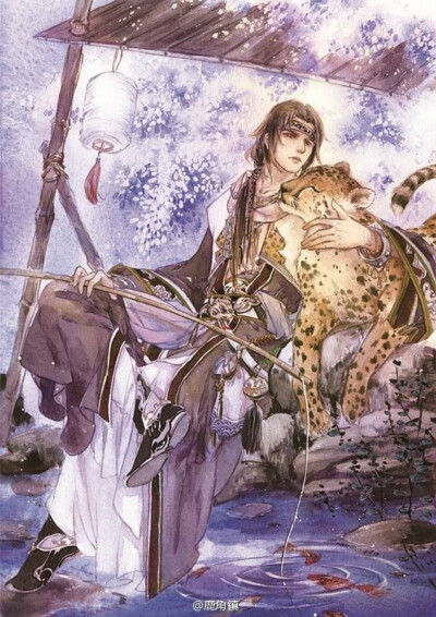 #鹿角镇##星宿拟人# 原创星宿拟人本《曜》！@漫茶wurihua 的东方青龙之箕水豹 古风 插画