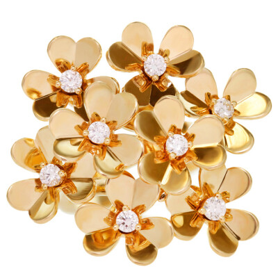 VAN CLEEF &amp;amp; ARPELS Frivole Diamond 8 Flower Gold Ring This fabulous modern ring from Van Cleef &amp;amp; Arpel’s Frivole collection features a cluster of 8 flowers made in 18k yellow gold and…