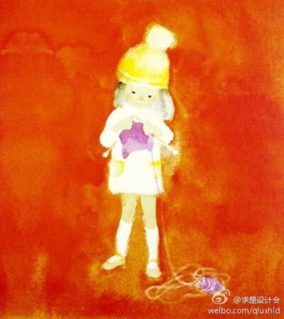 @求是设计会 #求是爱绘画#岩崎千寻的一组以孩子为主题的作品，淡淡的明亮鲜艳的水彩画