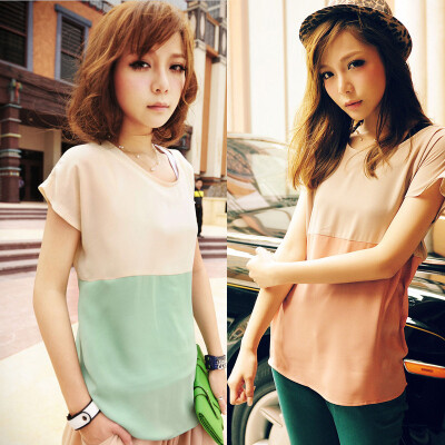 夏季新款韩版t恤女式短袖拼色雪纺 http://shop109941615.taobao.com/shop/view_shop.htm?spm=a1z0e.1.10010.5.HbRBjo