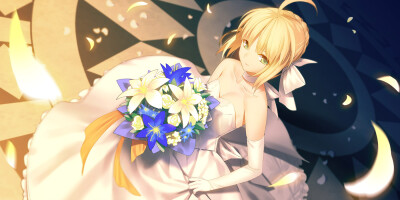 ドレスのセイバーさん p站 二次元 插画 手绘 fate saber 礼服