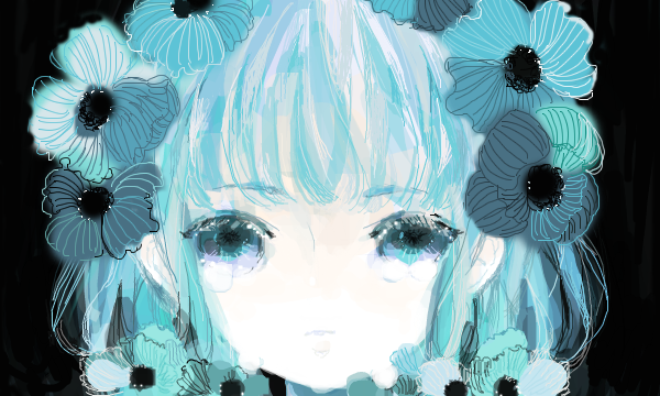 勿忘草 p站 二次元 插画 少女 头像 手绘 原创