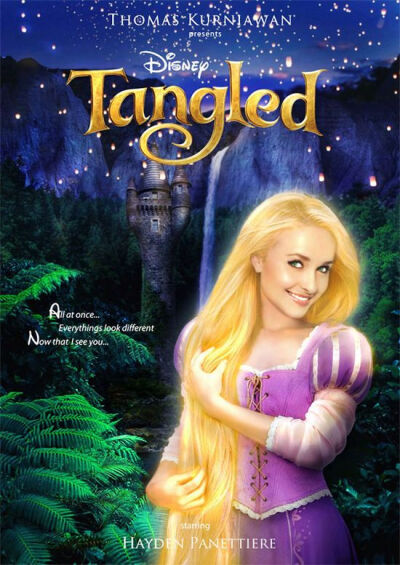 Hayden Panettiere饰演《魔发奇缘》中的Rapunzel