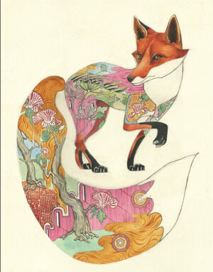 英国数字插画师Daniel Mackie，他的插画给我们讲述了希腊神话故事，肖像绘画等等有意思的作品，早在2010年的时候Daniel Mackie决定摈弃Photoshop，利用传统的绘画方法重新定位他的插画，直到现在Daniel Mackie的插画依旧是以水彩绘法进行创作，虽然没有了特技的渲染，但他的插画依旧是十分精彩。  狐狸