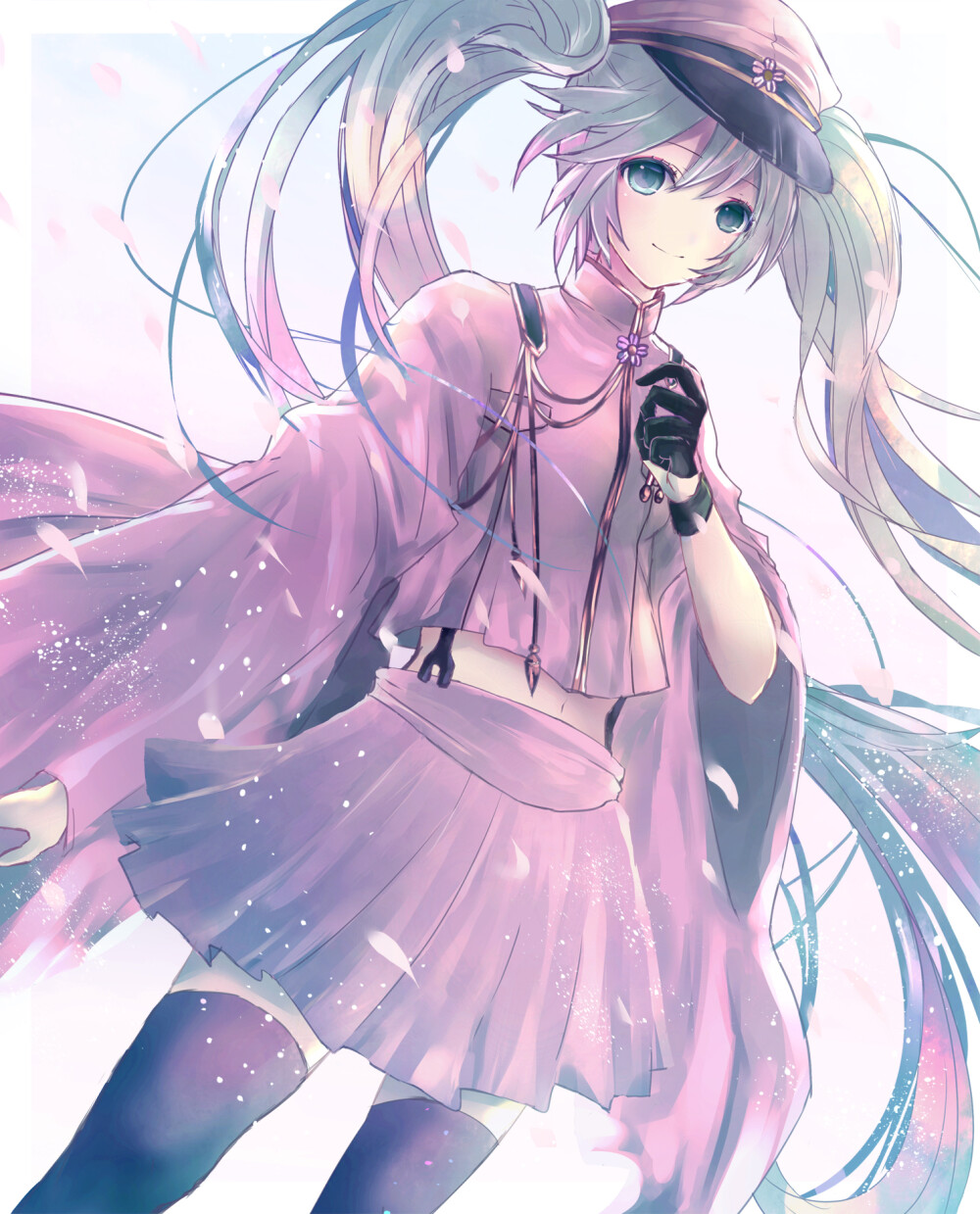 「二次元 少女」插畫 原創(chuàng) 手繪 Pixiv 初音ミク 千本桜[侵刪]【id=43005407 畫師：???】