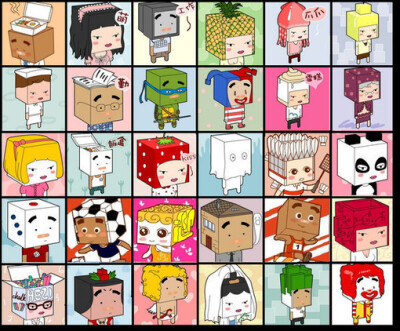 平铺 矢量素材 可爱 方脸