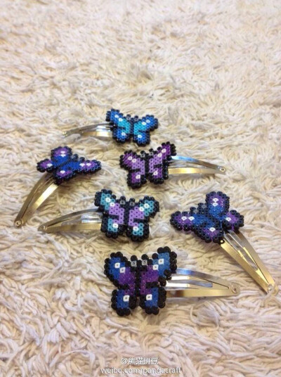 蝴蝶发夹 #拼豆##perler beads# 熊猫拼豆店新开张优惠中～http://pandacraft.taobao.com