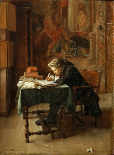 Jean-Louis-Ernest Meissonier - Young Man Writing [1852]..