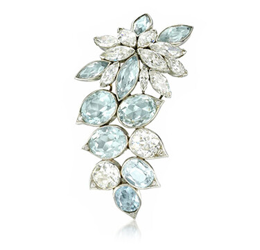 An Aquamarine and Diamond Brooch, by Suzanne Belperron, circa 1940