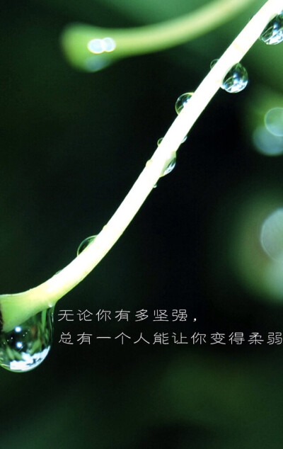 No matter how strong you are, there’s always someone who can make you weak. 无论你有多坚强.总有一个人能让你变得柔弱。