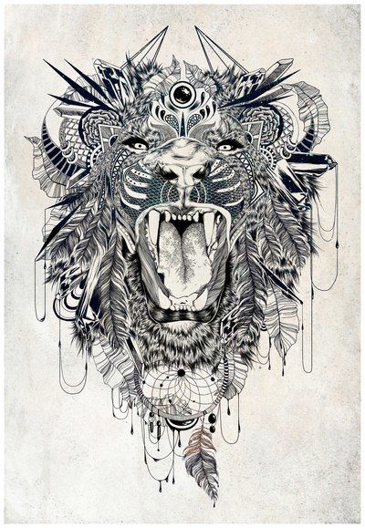 Sick lion tattoo