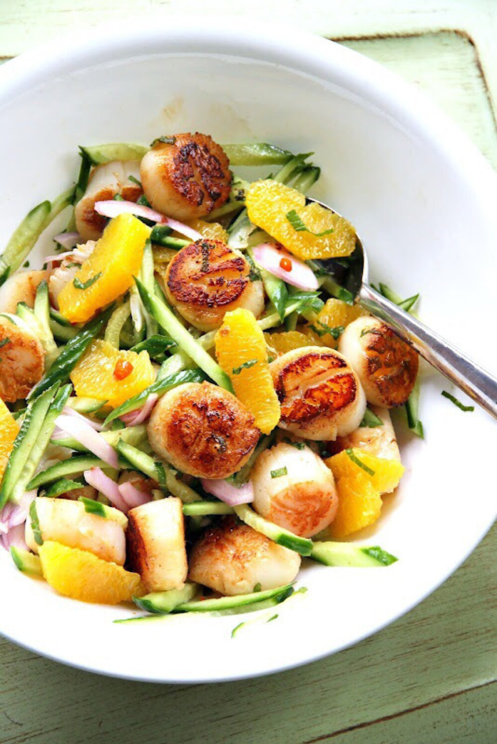 scallop orange cucumber salad