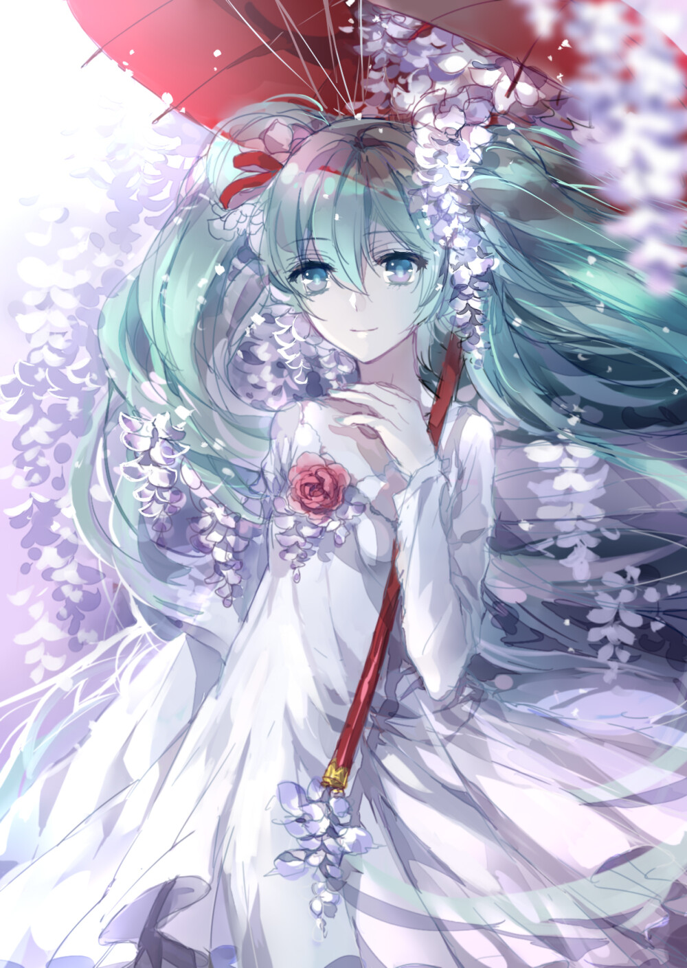 花辭 p站 二次元 插畫 少女 頭像 手繪 初音未來(lái) miku 花 綺麗 動(dòng)漫