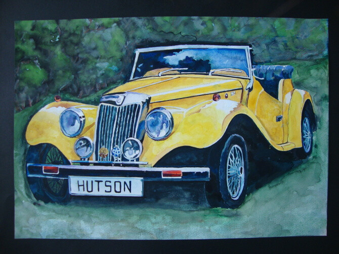 用水彩表现汽车的通透