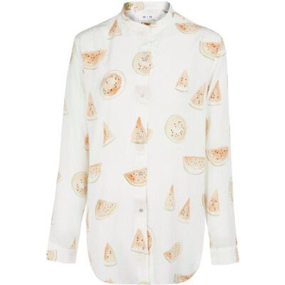 MiH Jeans White Tails Watermelon Print Silk Shirt