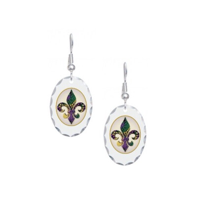 Fleur de lis Mardi Gras Beads Earring