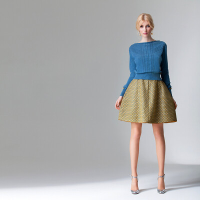 Mozart f/w 2014-15 优雅经典的搭配 蓝色毛衣