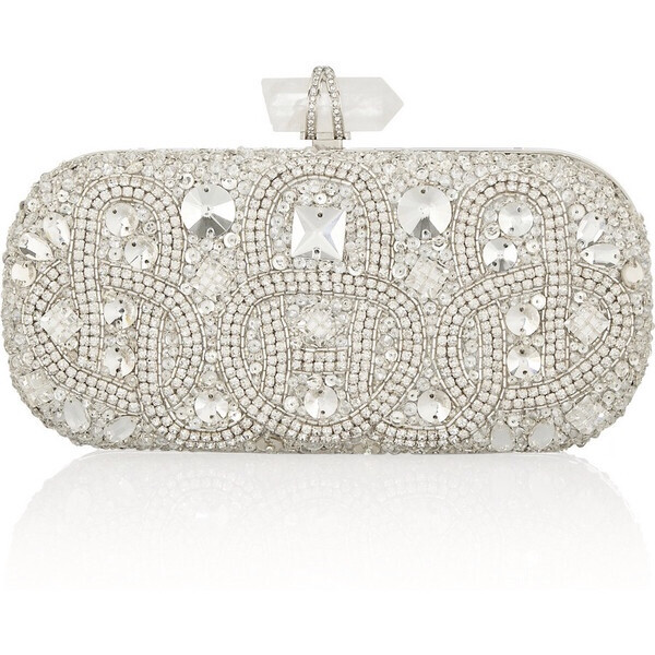 Marchesa Lily embellished mesh box clutch