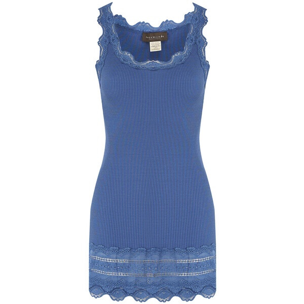 Rosemunde Wide Lace Silk Blend Tank - Sapphire Blue