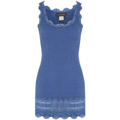 Rosemunde Wide Lace Silk Blend Tank - Sapphire Blue