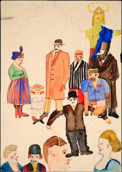 Erwin Blumenfeld. Chaplin and Group. 1920s.