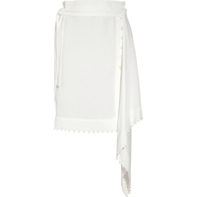 Rick Owens Bead-trimmed crepe wrap skirt