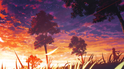 夕２ p站 二次元 插画 手绘 风景 壁纸 天空 夕阳
