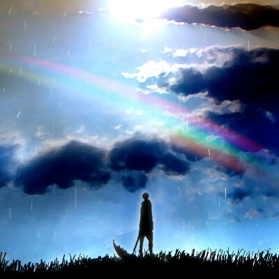 あめあがる 逆雨 p站 二次元 插画 手绘 风景 壁纸 天空